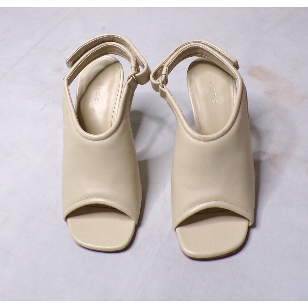 VINCE Quest Padded Square Toe Slingback Sandal Shoe Leather Ivory Off-White 6 - Picture 6 of 14